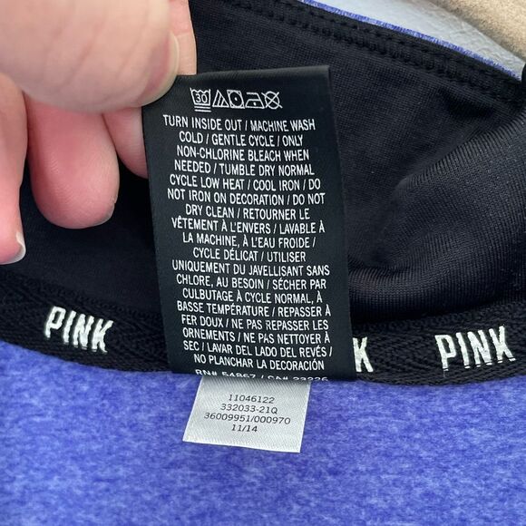 PINK VICTORIA'S SECRET BLUE PURPLE 1/4 ZIP UP SOFTSHELL SWEATER SZ large - Picture 4 of 6